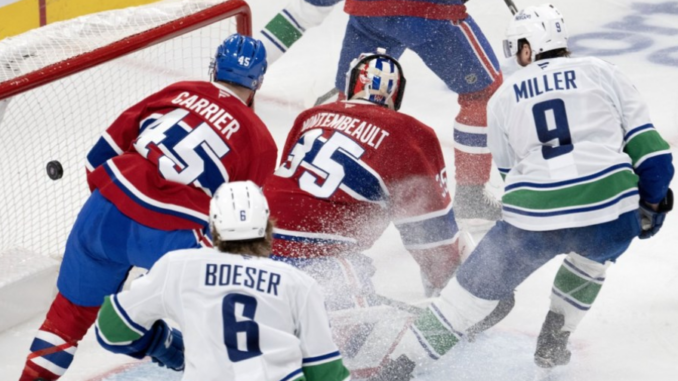 Canadiens Canucks overtime thriller, Suzuki overtime winner powerplay, Hutson Hughes matchup analysis, Canadiens comeback from 3-1 deficit, Guhle first goal in 20 games, Canadiens playoff push Eastern Conference,